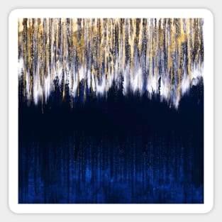 Blue and Gold Abstract Digital Painting Sticker